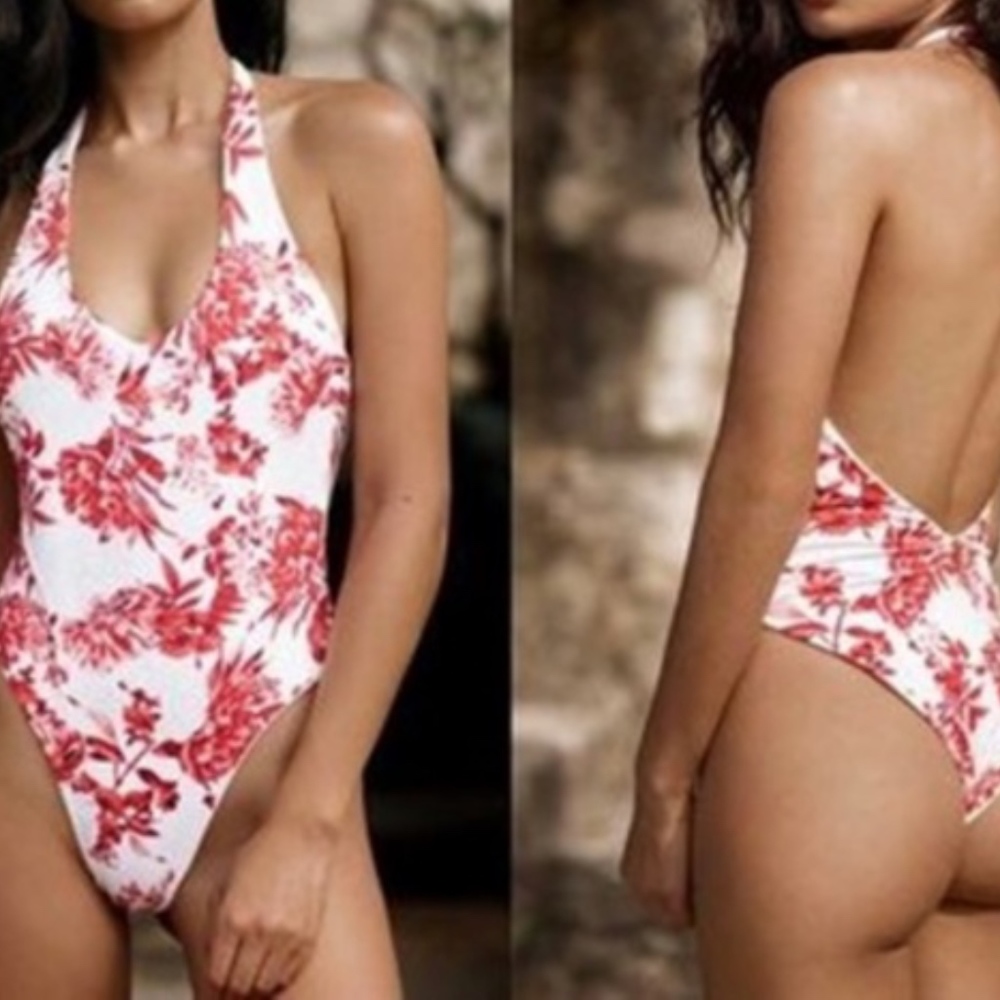 Beach Bunny Red floral one piece